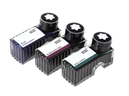 MONTBLANC, bläck, 3 st, Burgundy Red, Permanent Blue, Irish Green, 60 ml, made in Austria. på auktion i Stockholm, Stockholms län hos Kaplans Auktioner