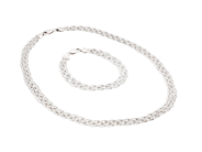 SMYCKESET, armband och collier, sterlingsilver, flätad länk, längd 18,5 cm/44,5 cm, vikt ca 25,5 g. på auktion i Stockholm, Stockholms län hos Kaplans Auktioner