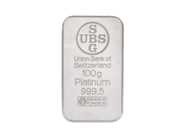 TACKA, 999,5 Platina, SBG UBS, Union Bank of Switzerland, ESSAYEUR FOUNDEUR, höjd 49,7 mm, bredd 28,6 mm, vikt på auktion i Stockholm, Stockholms län hos Kaplans Auktioner