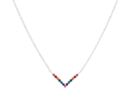 COLLIER, sterlingsilver, flerfärgade cubic zirconia, längd ca 46 cm, vikt 1,1 g. på auktion i Stockholm, Stockholms län hos Kaplans Auktioner