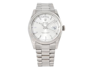 ROLEX, Oyster Perpetual, Day-Date, Chronometer, Ref nr. 118239, Serie nr. D243956, Cal 3155, Verk nr. 3 9688220, Boett nr. 2099, herrur, 36 mm, 18K vitguld, automatisk, safirglas (nagg), dag, datum, Presidentlänk (skadad), viklås, Ref nr. 83209-OP1/MA+CL, totalvikt 181,5 gram, ca 2006.