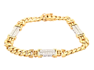 ARMBAND, 14K guld/vitguld, åttkantslipade diamanter ca 0,36 ctv, längd 18 cm, vikt 29,8 g. på auktion i Stockholm, Stockholms län hos Kaplans Auktioner