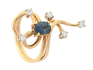 RING, 18K guld, ovalslipad safir, 5 briljantslipade diamanter ca 0,23 ctv, ca W/P, stl 17,5 mm, vikt 5,3 g. på auktion i Stockholm, Stockholms län hos Kaplans Auktioner