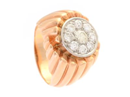 RING, 18K roséguld/vitguld, äldre briljantslipade diamanter ca 0,48 ctv, ca TW-TCr/VS-SI, stl 15 mm, vikt 9,7 g, saknar stämplar.