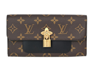 PLÅNBOK, LOUIS VUITTON, Monogram Flower Lock Long Wallet, monogram canvas, svart läder, guldfärgade beslag, 19 på auktion i Stockholm, Stockholms län hos Kaplans Auktioner