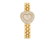 CHOPARD, Geneve, Happy Diamonds "Heart", Serie nr. 433772, Boett nr. 535 1 / 10/5550, damur, 22 mm, 18K guld, quartz, safirglas, diamanter på urtavlan (49 st. 8/8), briljanter på boetten (88 st. TW/VVS, ca 1,50 ctv), integrerad originallänk, längd 165 mm, totalvikt 54,3 gram, ca 2000.