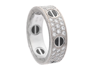 CARTIER, ring, Love, 18K vitguld, keramik, briljantslipade diamanter 0,77 ctv, serienr OD9382, stl 56, vikt 10 på auktion i Stockholm, Stockholms län hos Kaplans Auktioner