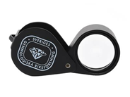 LUPP, metall, triplet, 10X förstoring, Sveriges Gemmologiska Riksförening, 18 mm, med läderetui och ask.