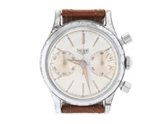 HEUER, kronograf (Swiss), Cal Valjoux 92, Serie nr. 40474, Ref nr. 3641, herrur, 35 mm, Boett nr. 40474, vitme på auktion i Stockholm, Stockholms län hos Kaplans Auktioner