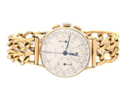 ZENITH, kronograf, Cal 136 H, Boett nr. 57774 / 89, herrur, 33 mm, 14K guld, manuell, plexiglas, skadad urtavl på auktion i Stockholm, Stockholms län hos Kaplans Auktioner