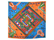 HERMÈS, SCARF, Flots, Fleurs Et Frontaux, Virginie Jamin, 100% siden, 90x90 cm, multifärgad, grön, orange, blå, vit, originalask. Excellent Condition.