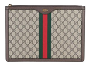 GUCCI, CLUTCH, Toiletry Clutch, GG Supreme canvas, Web röd, grön, guldfärgade beslag, 33,5x24x4 cm. Excellent Condition.