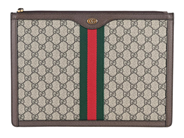 GUCCI, CLUTCH, Toiletry Clutch, GG Supreme canvas, Web röd, grön, guldfärgade beslag, 33,5x24x4 cm. Excellent på auktion i Stockholm, Stockholms län hos Kaplans Auktioner