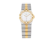 CHOPARD, Genéve, St.Moritz, Serie nr. 41003, Boett nr. 8024/11, damur, 24 mm, stål/guld, quartz, safirglas (repor), datum, pärlemorurtavla med diamanter (11 st. 8/8),  briljantkrans (20 st. TW/VVS, ca 0,30 ctv), integrerad originallänk, viklås, ca 1992, box (skadad).