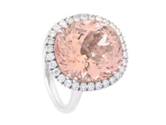 STRÖMDAHLS, carmoséring, 18K vitguld, kuddslipad morganit 12.98 ct, 30 briljantslipade diamanter 0,69 ctv, TW/VS-SI, stl 17,5 mm, vikt 9,4 g.
