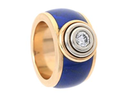 RING, 18K guld/vitguld, lapis lazuli, briljantslipad diamant ca 0,53 ct, stl 16 mm, vikt 22,2 g.