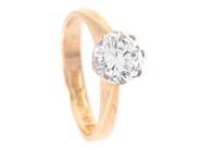 ENSTENSRING, 18K guld/vitguld, briljantslipad diamant ca 1,08 ct, ca TCr(I)/VS1, Stockholm 1984, stl 16,75 mm, på auktion i Stockholm, Stockholms län hos Kaplans Auktioner