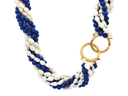 TIFFANY & CO, collier, 18K guld, odlade sötvattenspärlor, lapis lazuli, Paloma Picasso, år 1983, längd 38,5 cm på auktion i Stockholm, Stockholms län hos Kaplans Auktioner