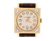 LONGINES, unisex, 25,5 x 25,5 (34) mm, Cal 19.4, Serie nr. 11715057, Boett nr. 603-608 / 158062, 14K guld, man på auktion i Stockholm, Stockholms län hos Kaplans Auktioner