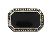 BROSCH, sterlingsilver, markasiter, onyx, vikt 9,3 g. på auktion i Stockholm, Stockholms län hos Kaplans Auktioner
