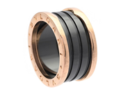 BVLGARI, B.zero1, ring, 18K roséguld, svart keramik, 4 band, serienr A8H7EE, stl 57 (ca 18 mm), vikt 11,4 g, e på auktion i Stockholm, Stockholms län hos Kaplans Auktioner