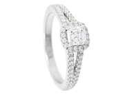 STRÖMDAHLS, ring, 18K vitguld, asscher - och briljantslipade diamanter 0,91 ctv, TW/VS-SI, stl 17,5 mm, vikt 5 på auktion i Stockholm, Stockholms län hos Kaplans Auktioner
