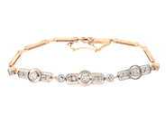 ARMBAND, 14K guld/platina, gammalslipade diamanter ca 0,80 ctv, ca W-Cr/VS-SI, längd 16,5 cm, vikt 8,5 g, säke på auktion i Stockholm, Stockholms län hos Kaplans Auktioner