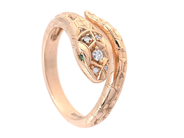 STRÖMDAHLS, ring, Serpent, 18K guld, tsavoriter, 5 briljantslipade diamanter 0,08 ctv, TW/VS-SI, stl 17,5 mm, på auktion i Stockholm, Stockholms län hos Kaplans Auktioner