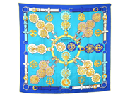 HERMÈS, SCARF, Cuivreries, Françoise De La Perriere, 100% siden, 90x90 cm, multifärgad, blå, guld, vit, origin på auktion i Stockholm, Stockholms län hos Kaplans Auktioner