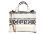 CELINE, VÄSKA, Cabas Tote Bag, vit, grå, brun canvas, brunt läder, guldfärgade beslag, 25x18x12 cm, avtagbar a på auktion i Stockholm, Stockholms län hos Kaplans Auktioner