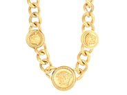 VERSACE, COLLIER, Medusa, guldfärgad metall, längd 48 cm, vikt 300 g, originalask. Very Good Condition. på auktion i Stockholm, Stockholms län hos Kaplans Auktioner