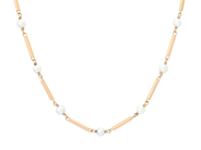 COLLIER, 18K guld, stavar och odlade pärlor ca 4 mm, längd 42 cm, vikt 7,9 g. på auktion i Stockholm, Stockholms län hos Kaplans Auktioner