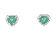 ÖRHÄNGEN, 18K vitguld, hjärtslipade smaragder 2,05 ctv, 48 briljantslipade diamanter 0,23 ctv, ca TW-Cr/VS-P, på auktion i Stockholm, Stockholms län hos Kaplans Auktioner