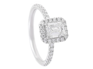 RING, 18K vitguld, smaragdslipad diamant 0,70 ct, W(H)/VVS2, laserinskription GIA 6425719325, briljantslipade på auktion i Stockholm, Stockholms län hos Kaplans Auktioner
