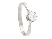 ENSTENSRING, 18K vitguld, briljantslipad diamant 0,35 ct enligt gravyr, ca W/SI, stl 18 mm, vikt 2,7 g. på auktion i Stockholm, Stockholms län hos Kaplans Auktioner