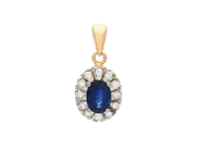 HÄNGE, 18K guld/vitguld, ovalslipad safir ca 1,10 ct, 12 briljantslipade diamanter ca 0,24 ctv, ca W/VS, höjd på auktion i Stockholm, Stockholms län hos Kaplans Auktioner