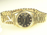 Pantvaror, 1 Damarmbandsur Rolex Datejust mod 69178 18K rg med diam i urtavlan cert-89 och box, i auktion: Pant – Onsdag 20 april 2005