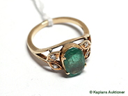 Pantvaror, 1 Ring med grön sten & diamanter ca 0,08ct (4st), stl:17 1/2, i auktion: Pant – Torsdag 3 maj 2007