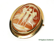 Smycken, BROSCH, 14K guld med camé, i auktion: Klassiska – Lördag 26 januari 2008