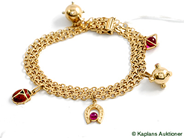 Pantvaror, Armband, 18K X-länk med 5 Berlocker, i auktion: Pant – Tisdag 17 juni 2008