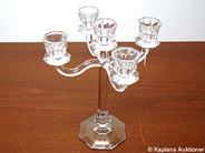 Pantvaror, Ljusstake,  5 armad i glas höjd 35cm Ø 29cm, i auktion: Pant – Tisdag 2 september 2008