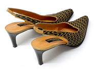 Kläder - SKOR, MARIO VALENTINO tyg/läder  slingback klack 7 cm st 39  ca 2004 - View 2
