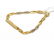 Pantvaror, Armband, med platta tvåfärgad skadad 14K 2,3g, i auktion: Pant – Tisdag 16 november 2010