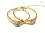 Pantvaror, Ringar, 2st 18K med diamanter 2xca0,01ct 153/4 161/2 2g, i auktion: Pant – Tisdag 22 november 2011