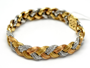 Pantvaror - Armband, 18K tvåfärgad flätad med diamanter 160xca0,01-0,02ct 17cm 49,8g - View 1