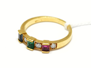 Pantvaror, Ring, 18K med färgade stenar o diamanter 4xca0,05ct Ø18 3,8g, i auktion: Pant – Tisdag 22 november 2011