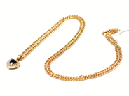 Pantvaror, Halskedja,  Pansar 43cm Hänge med blå sten och diamanter 20xca0,005ct 18K 4,2g 18k, i auktion: Pant – Tisdag 22 november 2011
