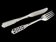 Pantvaror, Gafflar, Bordsgafflar 12st 175mm Bordsknivar 12st 195mm i ask  Prinsess, i auktion: Pant – Tisdag 22 november 2011