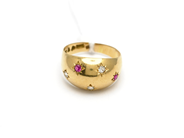 Pantvaror, Ring med stenar 18K Ø15¼ 2,8g, i auktion: Pant – Tisdag 31 juli 2012