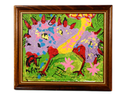 Pantvaror - Tavla olja på duk (tupp) av Uno Wallman i träram 45x54cm - View 1